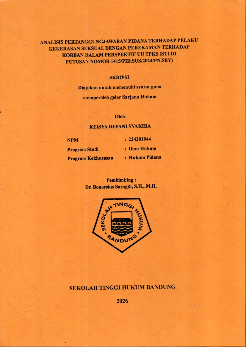 Image of Analisis Pertanggungjawaban Pidana Terhadap Pelaku Kekerasaan Seksual dengan Perekaman Terhadap Korban dalam Perspektif UU TPKS (Studi Putusan Nomor 1415/Pid.Sus/2024/PN.Sby