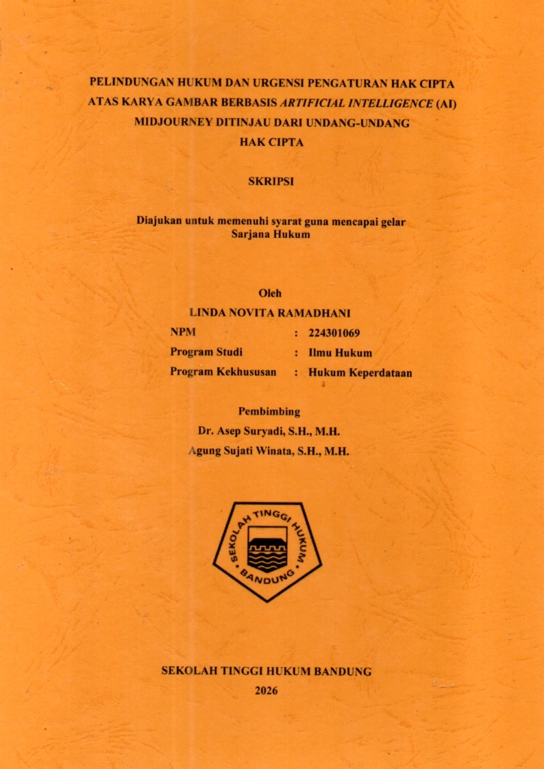 PELINDUNGAN HUKUM DAN URGENSI PENGATURAN HAK CIPTA
ATAS KARYA GAMBAR BERBASIS ARTIFICIAL INTELLIGENCE (AI)
MIDJOURNEY DITINJAU DARI UNDANG-UNDANG

HAK CIPTA