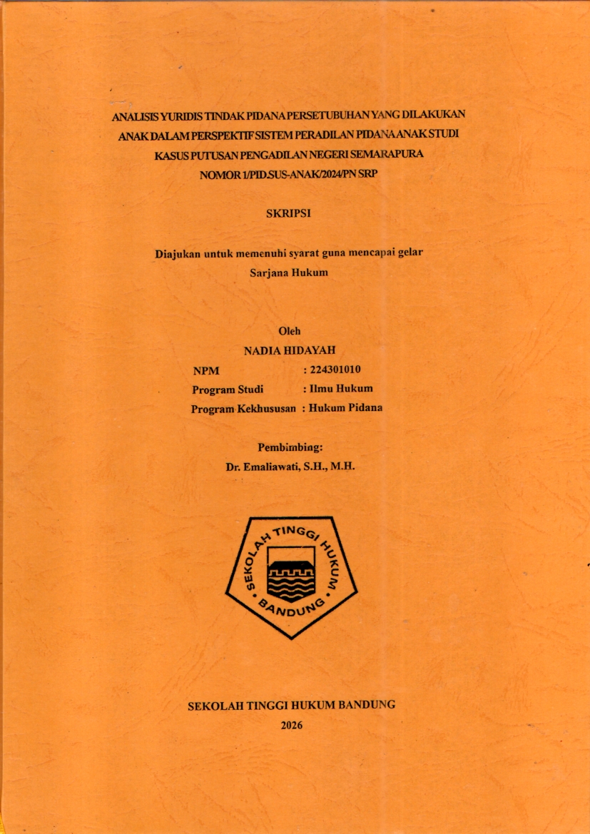 Image of Analisis Yuridis Tindak Pidana Persetubuhan Yang Dilakukan Anak Dalam Perspektif Sistem Peradilan Pidana Anak Studi Kasus Putusan Pengadilan Negeri Semarapura Nomor 1/Pid.Sus/2024/PN.Srp.