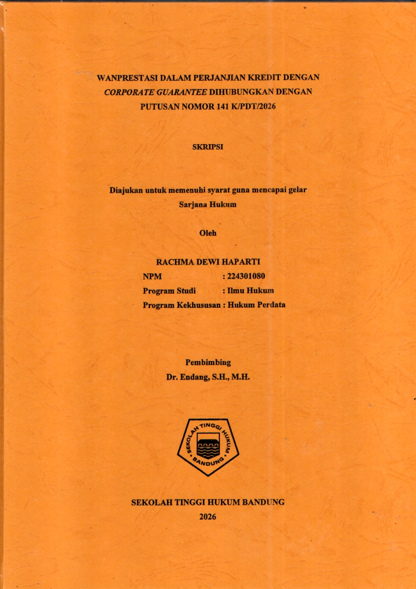 Image of Wanprestasi Dalam Perjanjian Kredit Dengan Corporate Guarantee Dihubungkan Dengan Putusan Nomor 141 K/Pdt/2026