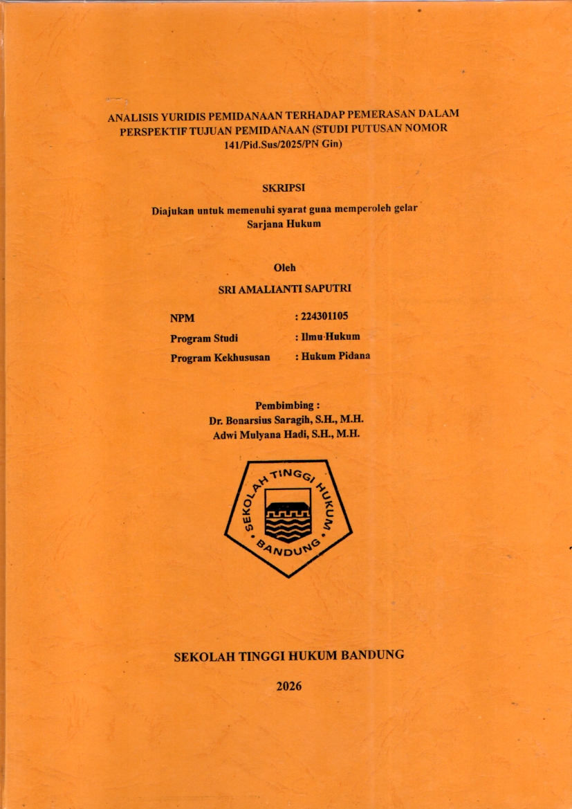 Image of Analisis Yuridis Pemidanaan Terhadap Pemerasan Dalam Perspektif Tujuan Pemidanaan (Studi Putusan Nomor 141/Pid.Sus/2025/PN Gin).